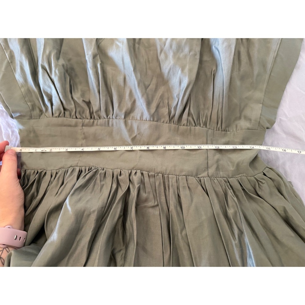STORIA Olive Lover Dress Women's Large Sage Green Midi Dress NWT Pockets - Picture 12 of 12